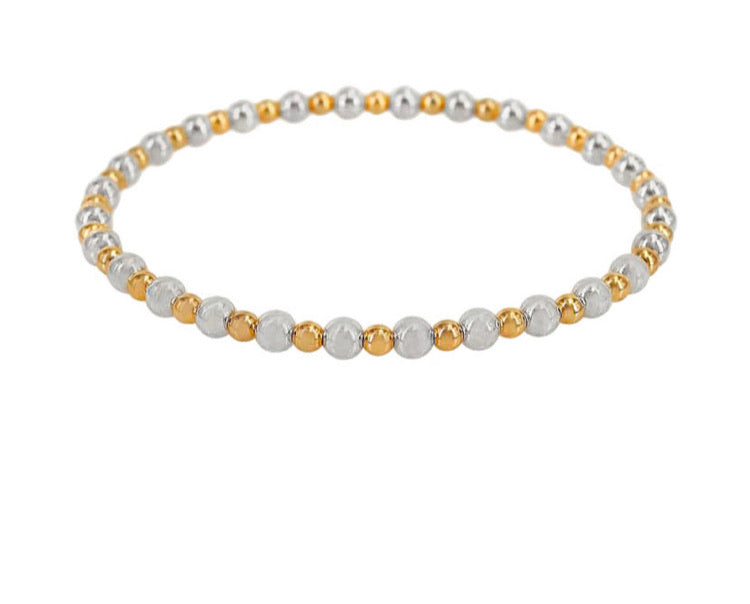 3 mm Gold Ball and 5 mm Silver Ball Bracelet