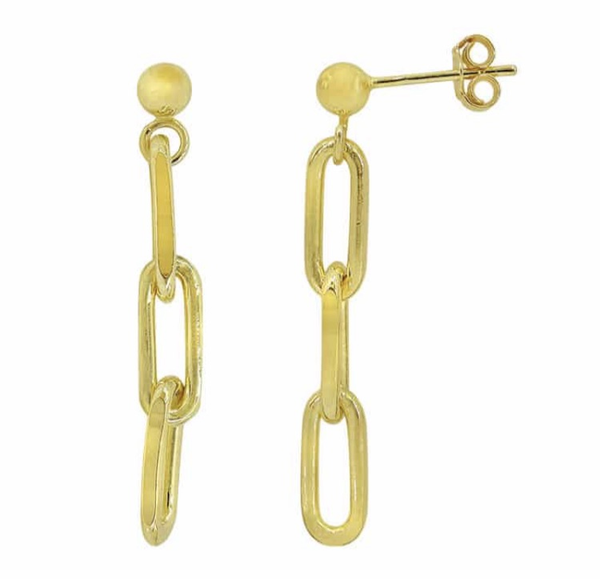 Gold Paper Clip Drop studs