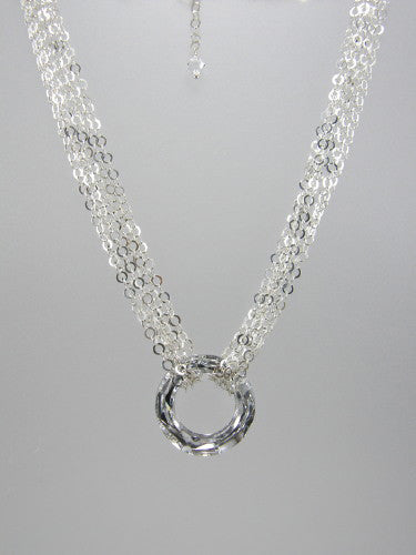 Large Round Silver Crystal Ring on Triple-Wrapped Chain – Kate Ward Designs