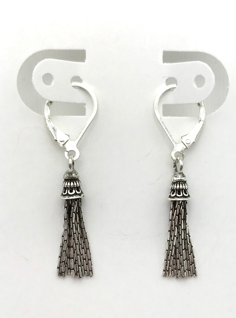 Silver tassel on a silver levered back hook Earrings
