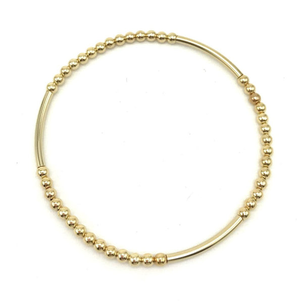 3 mm Gold Filled Tube and Ball Bracelet