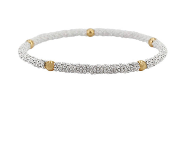 4 mm Gold Ball and Silver Daisies Bracelet