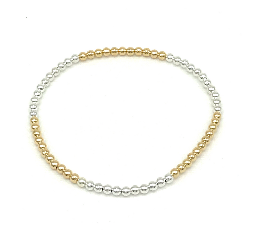 3 mm Gold Filled and Silver Ball Bracelet