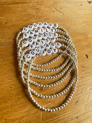 HELEN 3 mm Sterling silver letter bead bracelet