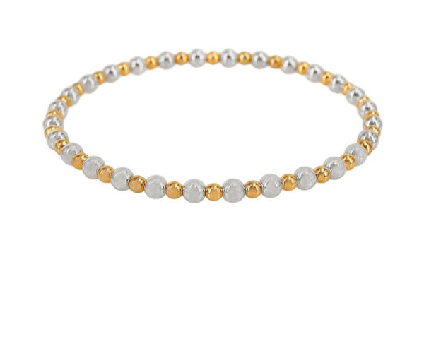 3 mm Gold Ball and 5 mm Silver Ball Bracelet