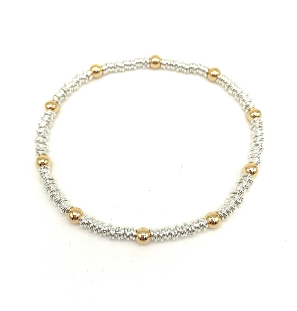 4 mm Gold Filled Ball and Small Silver Links Bracelet