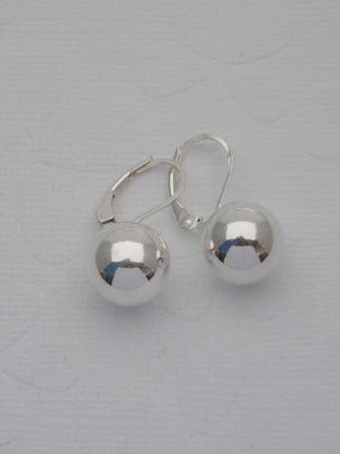 Silver Ball Levered Hook Earrings - 12mm