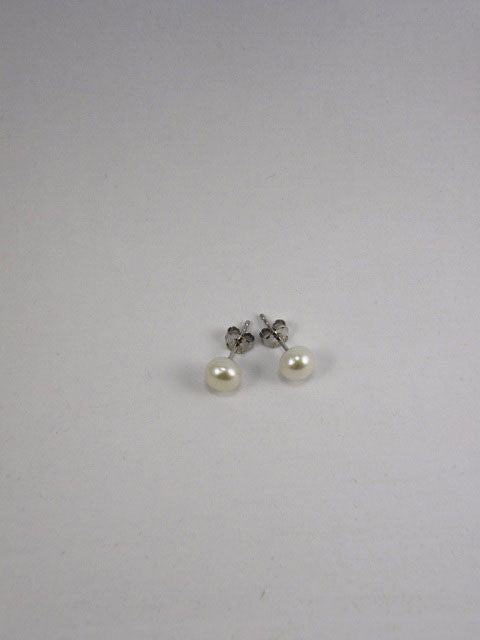 White pearl ball stud earrings